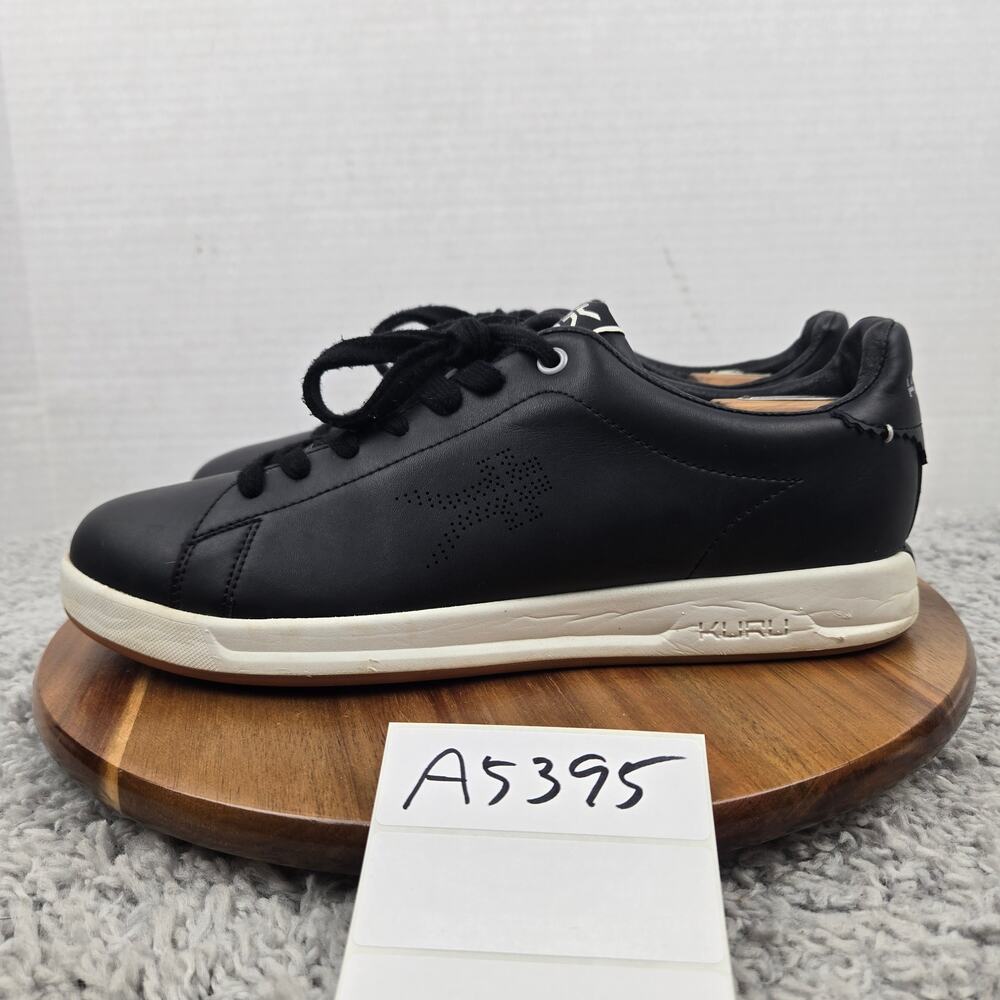 Kuru Mens 10M Roam Classic Court Jet Black Leather Low Top Casual Sneaker 194257
